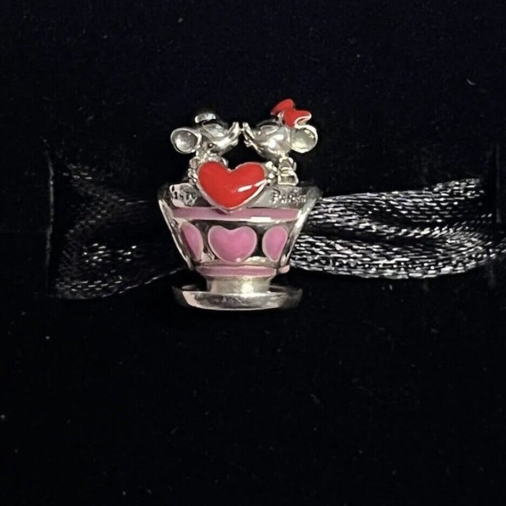 Pandora Disney Parks Minnie and Mickey Teacup Exclusive Charm
